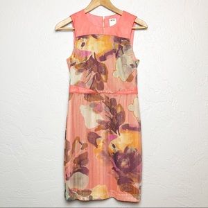 Ali Ro Leather Trim Floral Knit A-Line Dress Sz 0